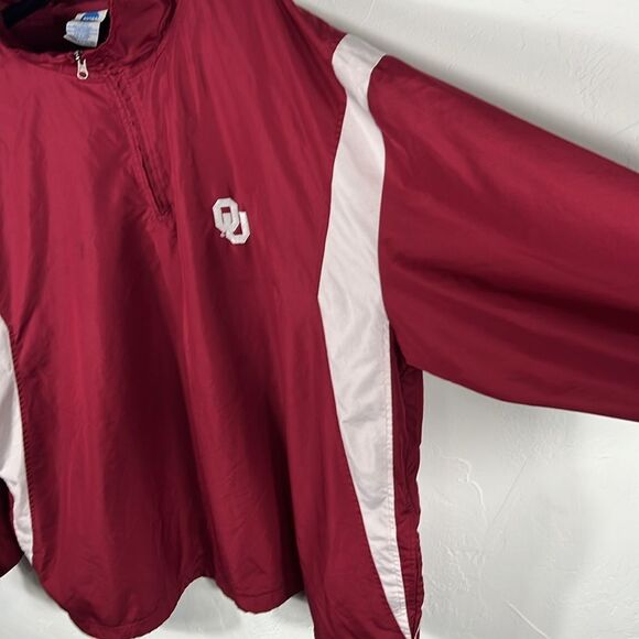 🏈🏈 Vintage OKLAHOMA SOONERS Pullover 1/4 Zip Mesh Lined Windbreaker Jacket 2XL - Picture 5 of 9